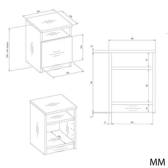 Table de nuit GALAX 30/1D BLANC-ARTISAN