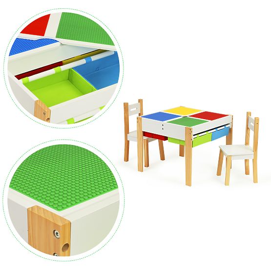 Table en bois pour enfants avec chaises Creative