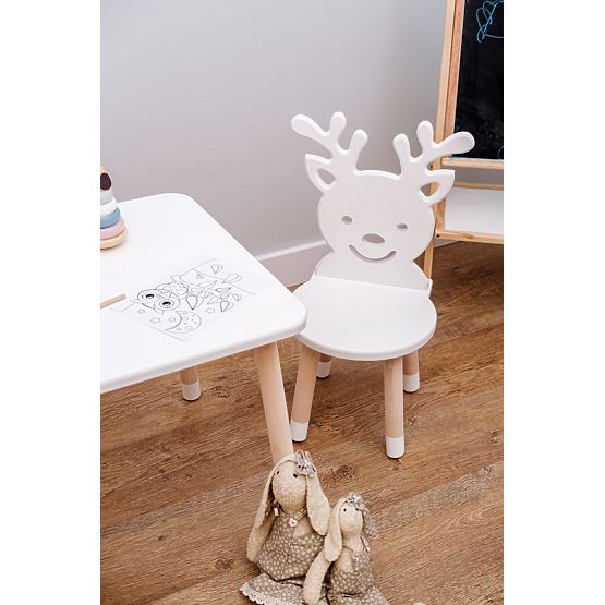 Table enfant avec chaises - Cerf - blanche