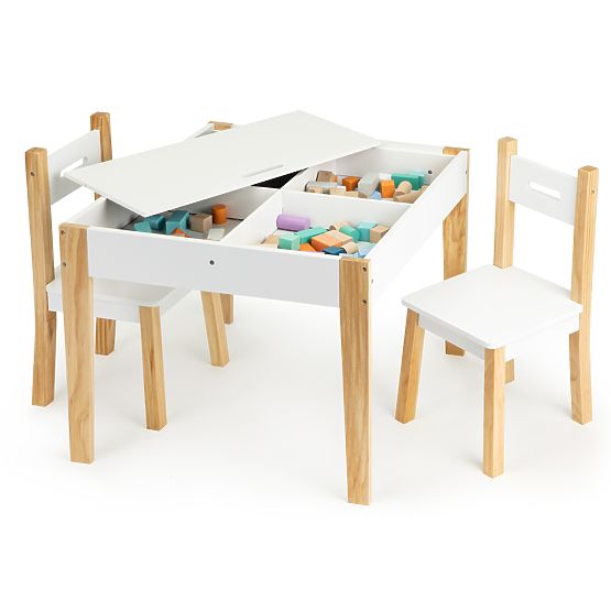 Table enfant en bois avec chaises Naturel