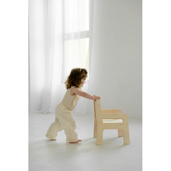 Table et chaise en bois pour enfants S/M - naturel