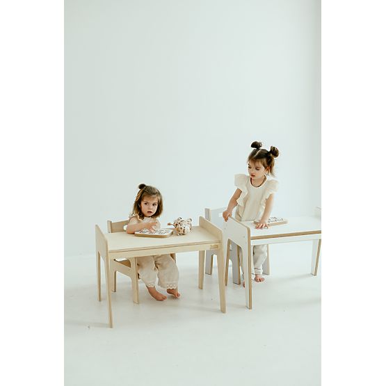 Table et chaise en bois pour enfants S/M - naturel