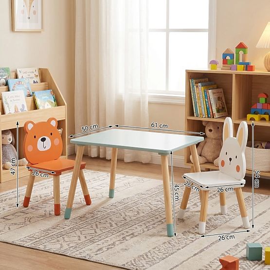 Table et chaises pour enfants Ourbaby - Joyeux amis de la forêt