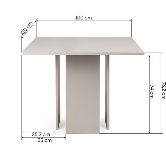 Table à manger Gasper 100 cm, carré, couleur cachemire
