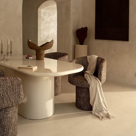 Table à manger Modesto 180 cm, beige clair, brillant