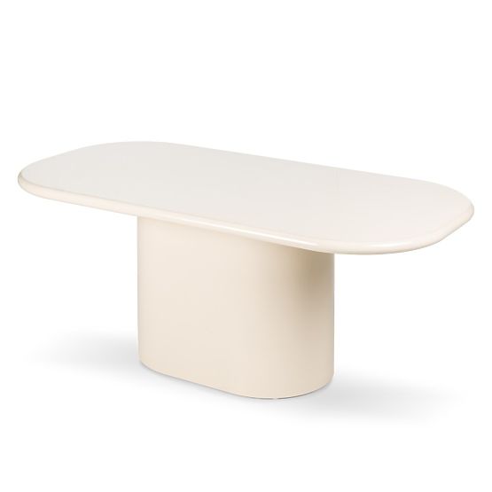 Table à manger Modesto 180 cm, beige clair, brillant