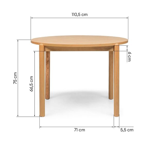 Table à manger Yoko 110,5 cm, rond, naturel