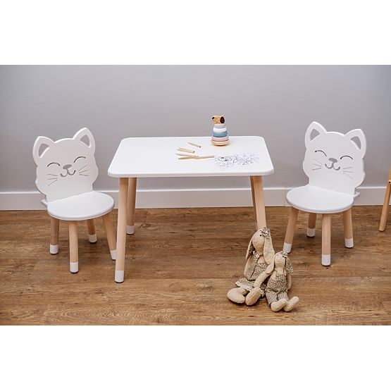 Table pour enfants avec chaises - Chat - blanc