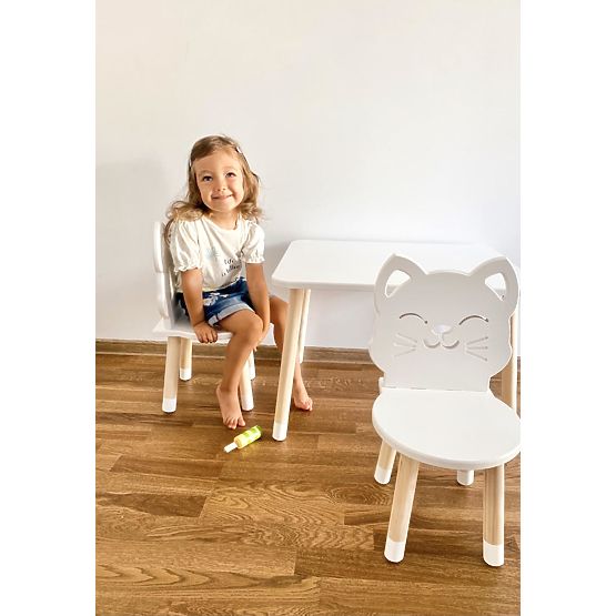 Table pour enfants avec chaises - Chat - blanc