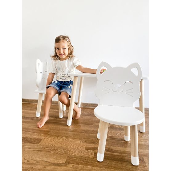 Table pour enfants avec chaises - Chat - blanc