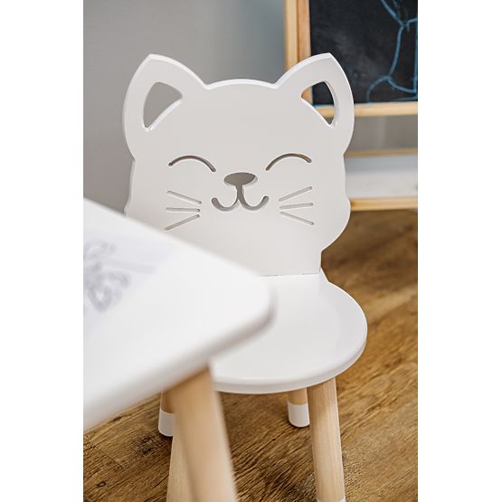 Table pour enfants avec chaises - Chat - blanc