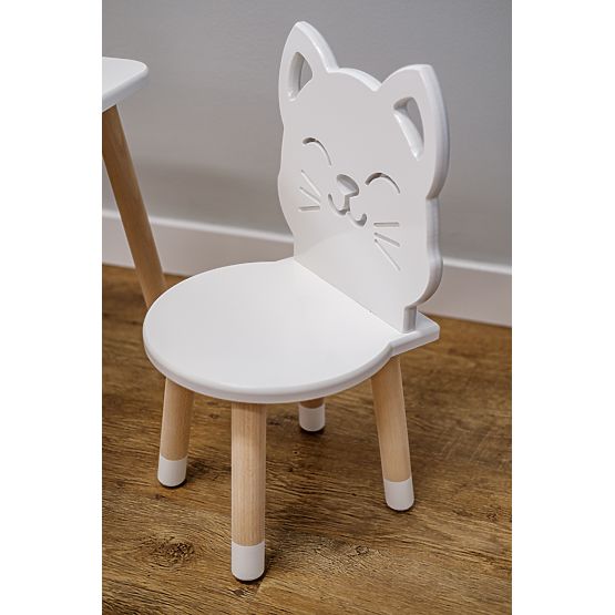 Table pour enfants avec chaises - Chat - blanc