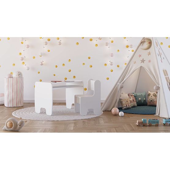 table pour enfants Timi + chaise couleur blanche