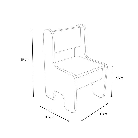 table pour enfants Timi + chaise MDF couleur blanc / chêne craft doré