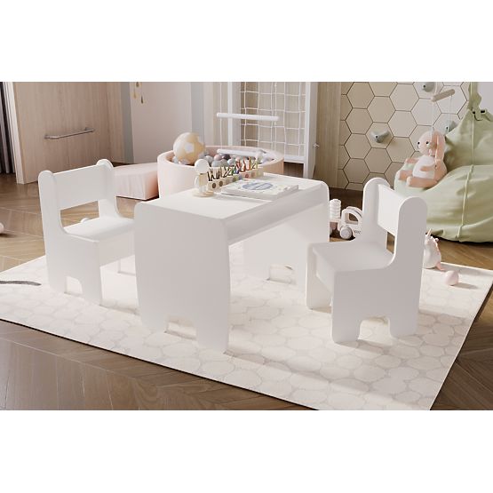 table pour enfants Timi et deux chaises couleur blanche