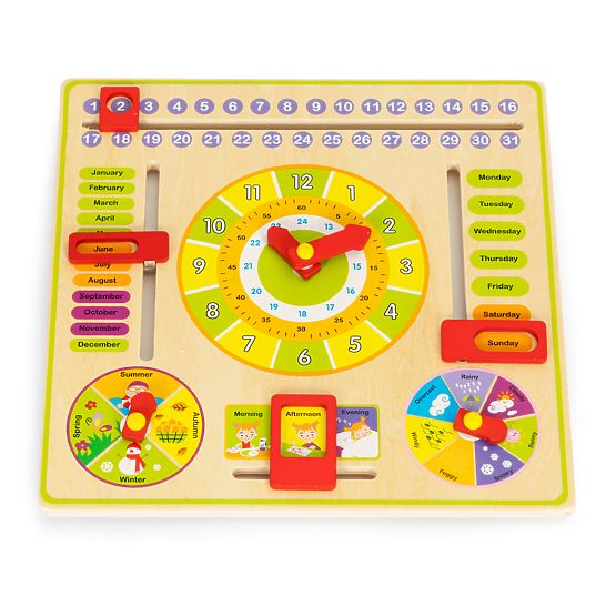 Tableau éducatif en bois - calendrier horloge ECOTOYS