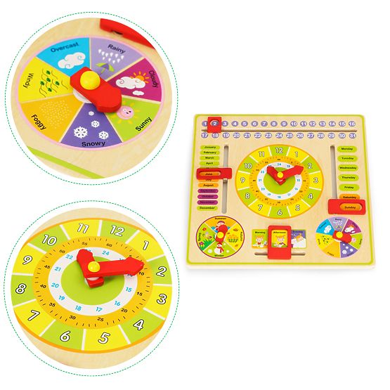 Tableau éducatif en bois - calendrier horloge ECOTOYS