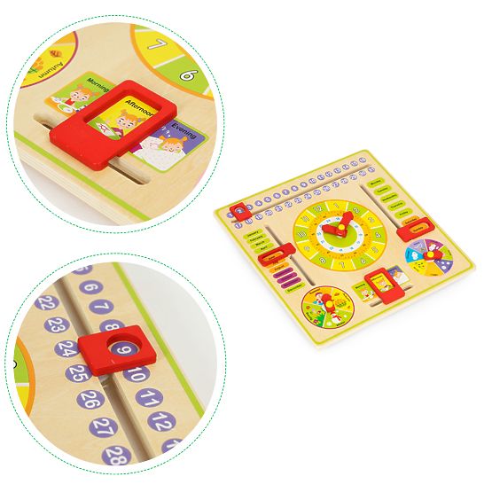 Tableau éducatif en bois - calendrier horloge ECOTOYS