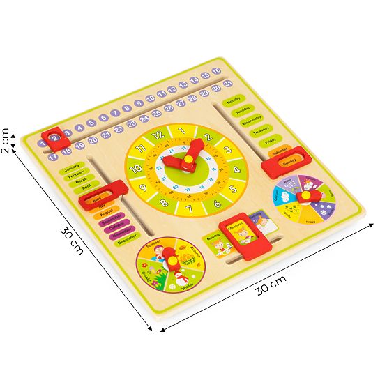 Tableau éducatif en bois - calendrier horloge ECOTOYS