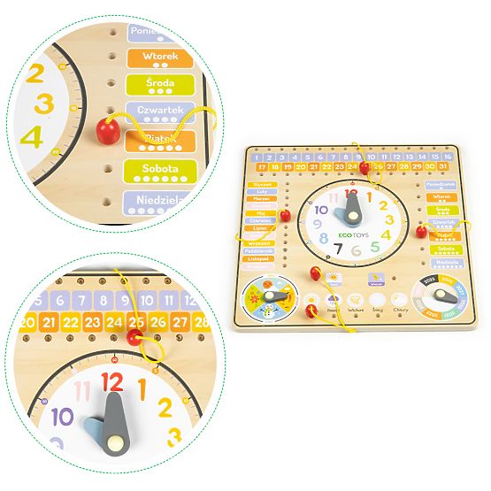Tableau pédagogique en bois - calendrier