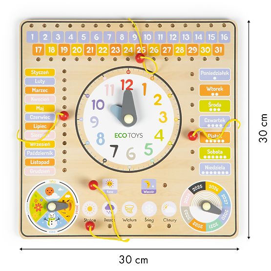 Tableau pédagogique en bois - calendrier
