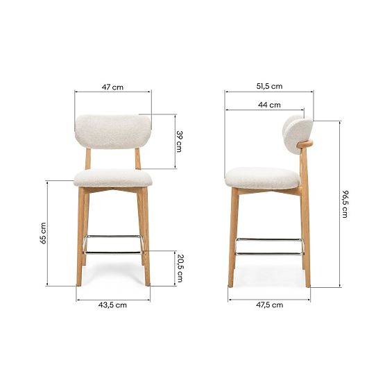 Tabouret de bar Amalfi, crème, chêne