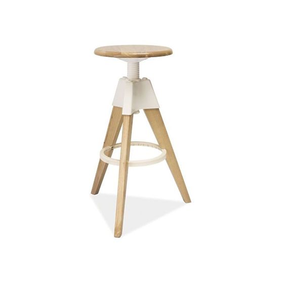 Tabouret de bar chaise BODO blanc/ chêne