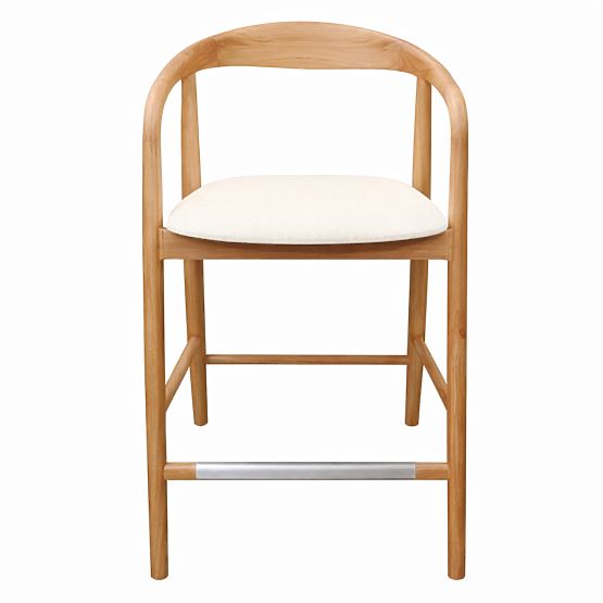 Tabouret de bar en bois Ludvika 2.0, arrondi, naturel/crème