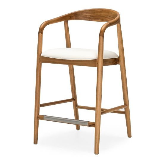 Tabouret de bar en bois Ludvika 2.0, arrondi, naturel/crème