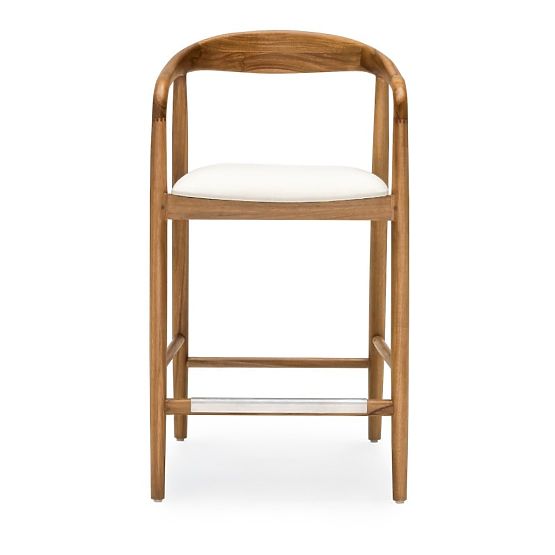 Tabouret de bar en bois Ludvika 2.0, arrondi, naturel/crème