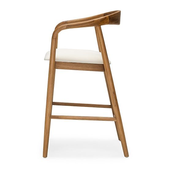 Tabouret de bar en bois Ludvika 2.0, arrondi, naturel/crème