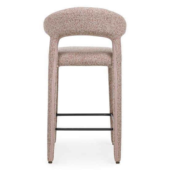 Tabouret de bar rembourré Hiroki, mélange beige-bordeaux