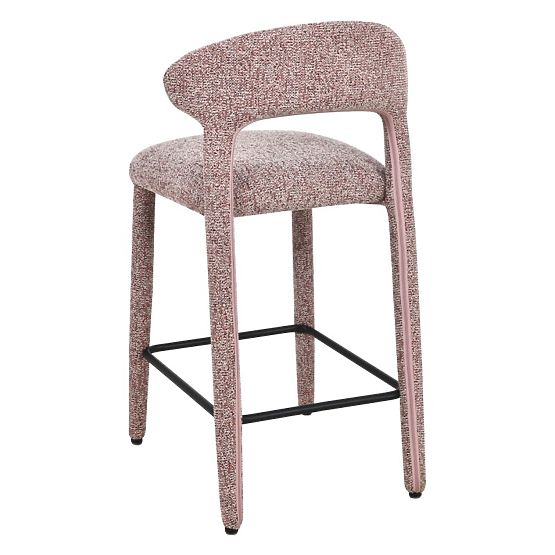 Tabouret de bar rembourré Hiroki, mélange beige-bordeaux
