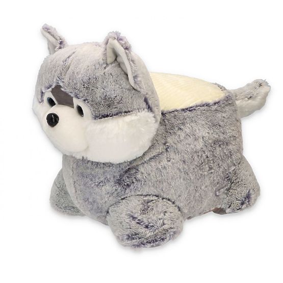 Tabouret en peluche chien Husky siège