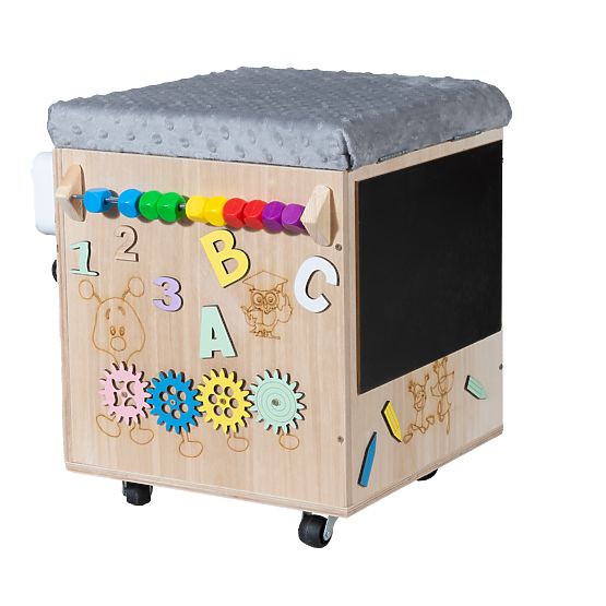 Tabouret d'activité Montessori en bois - naturel / gris