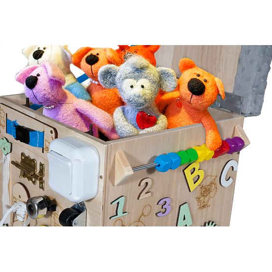 Tabouret d'activité Montessori en bois - naturel / gris