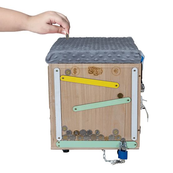 Tabouret d'activité Montessori en bois - naturel / gris