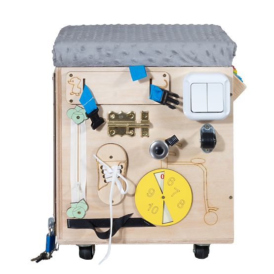 Tabouret d'activité Montessori en bois - naturel / gris