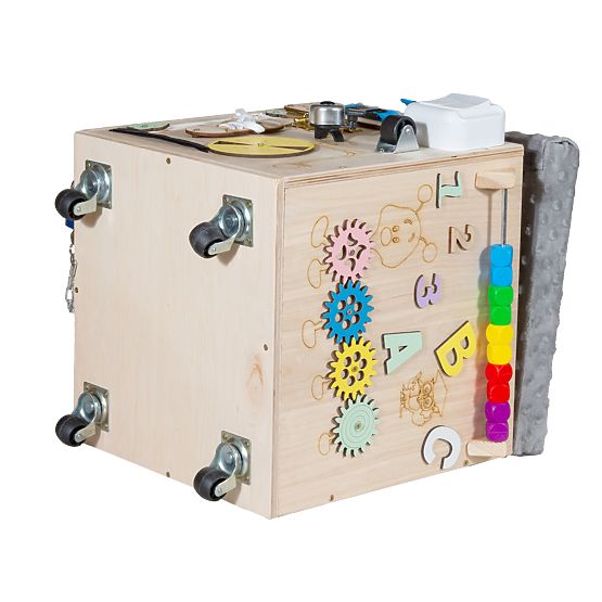 Tabouret d'activité Montessori en bois - naturel / gris