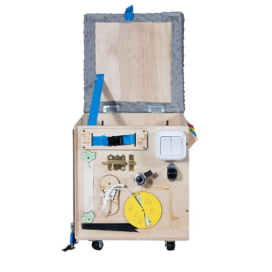 Tabouret d'activité Montessori en bois - naturel / gris