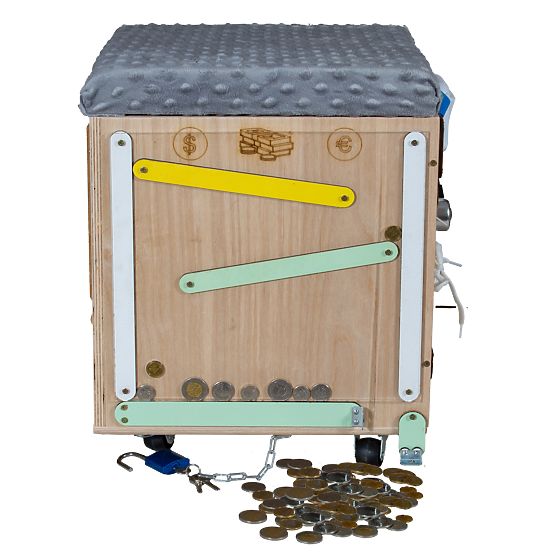 Tabouret d'activité Montessori en bois - naturel / gris