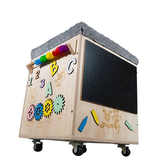 Tabouret d'activité Montessori en bois - naturel / gris