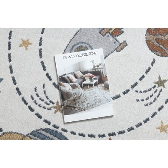 Tapis BONO 8288 rond Espace, planètes crème / anthracite