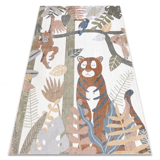 Tapis BONO 8426 Jungle, animaux sauvages crème / or foncé
