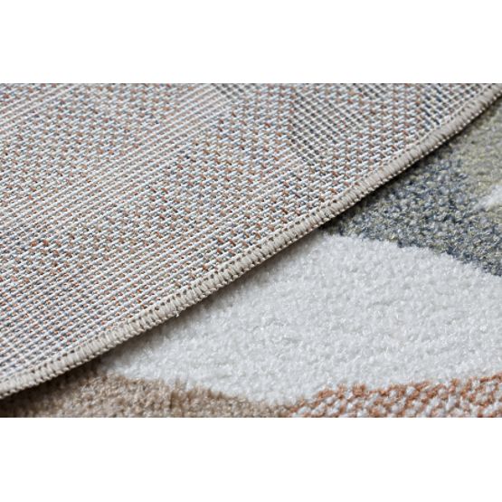 Tapis BONO 8426 rond Jungle, animaux sauvages crème / or foncé