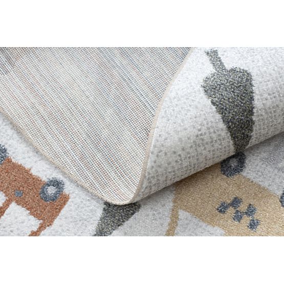 Tapis BONO 8436 rond Voitures, rues crème / gris clair