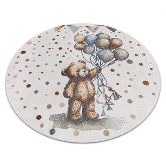 Tapis BONO 9614 rond Ours, ballons crème / gris clair