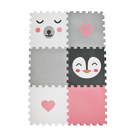 Tapis de jeu en mousse 6 pcs - Ours, pingouin, coeur et patte