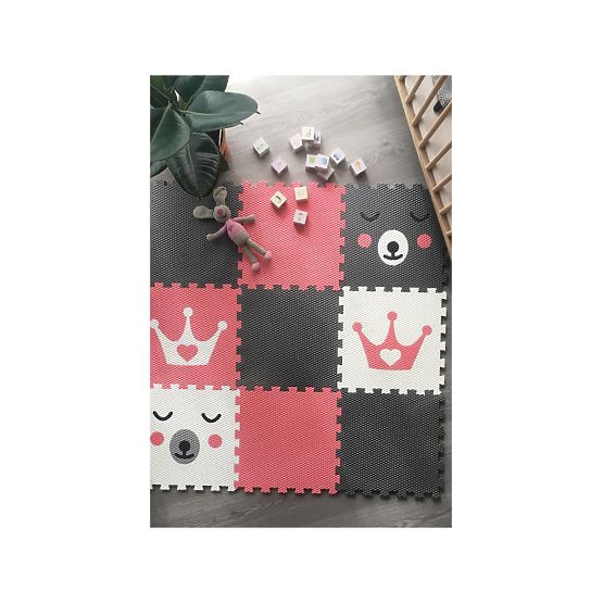 Tapis de jeu en mousse 9 pcs - Ours en peluche et couronne