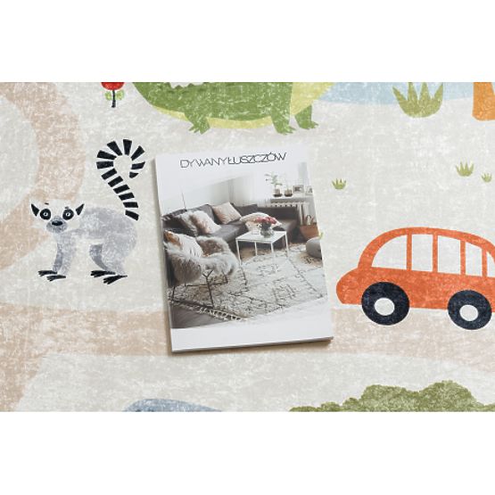 Tapis de lavage BAMBINO 1165 Zoo pour enfants antidérapant - beige